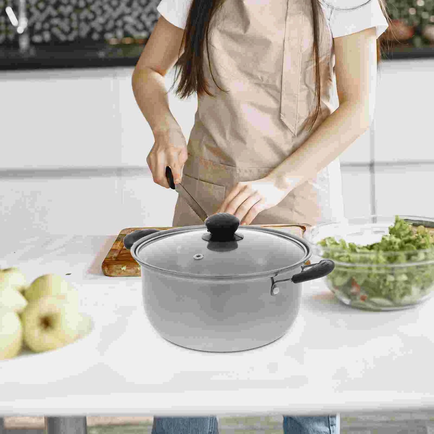 Panela a Vapor em Aço Inoxidável Espesso — Caçarola Multifunções para Sopa e Cozinha Doméstica