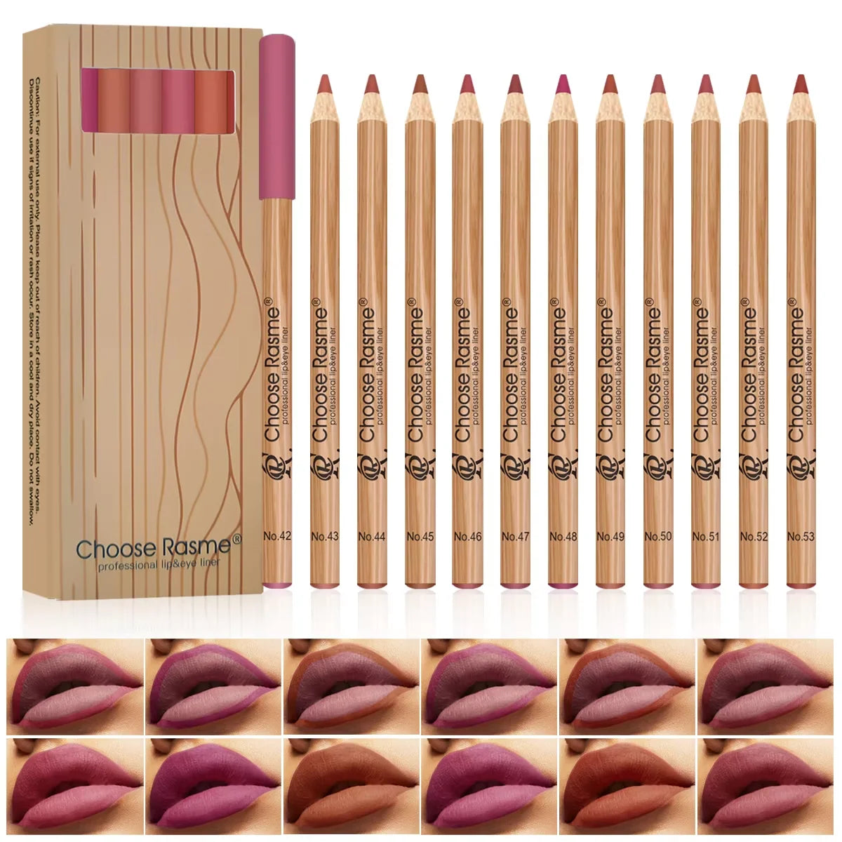 Kit com 12 Lápis de Contorno Labial Matte – Pigmentação Intensa, Fácil de Aplicar, À Prova d’Água e de Longa Duração | Maquiagem Labial Profissional
