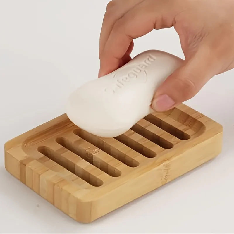 Saboneteira Bambu Natural com Drenagem - Porta Sabão Madeira Anti-Mofo Casa Banho