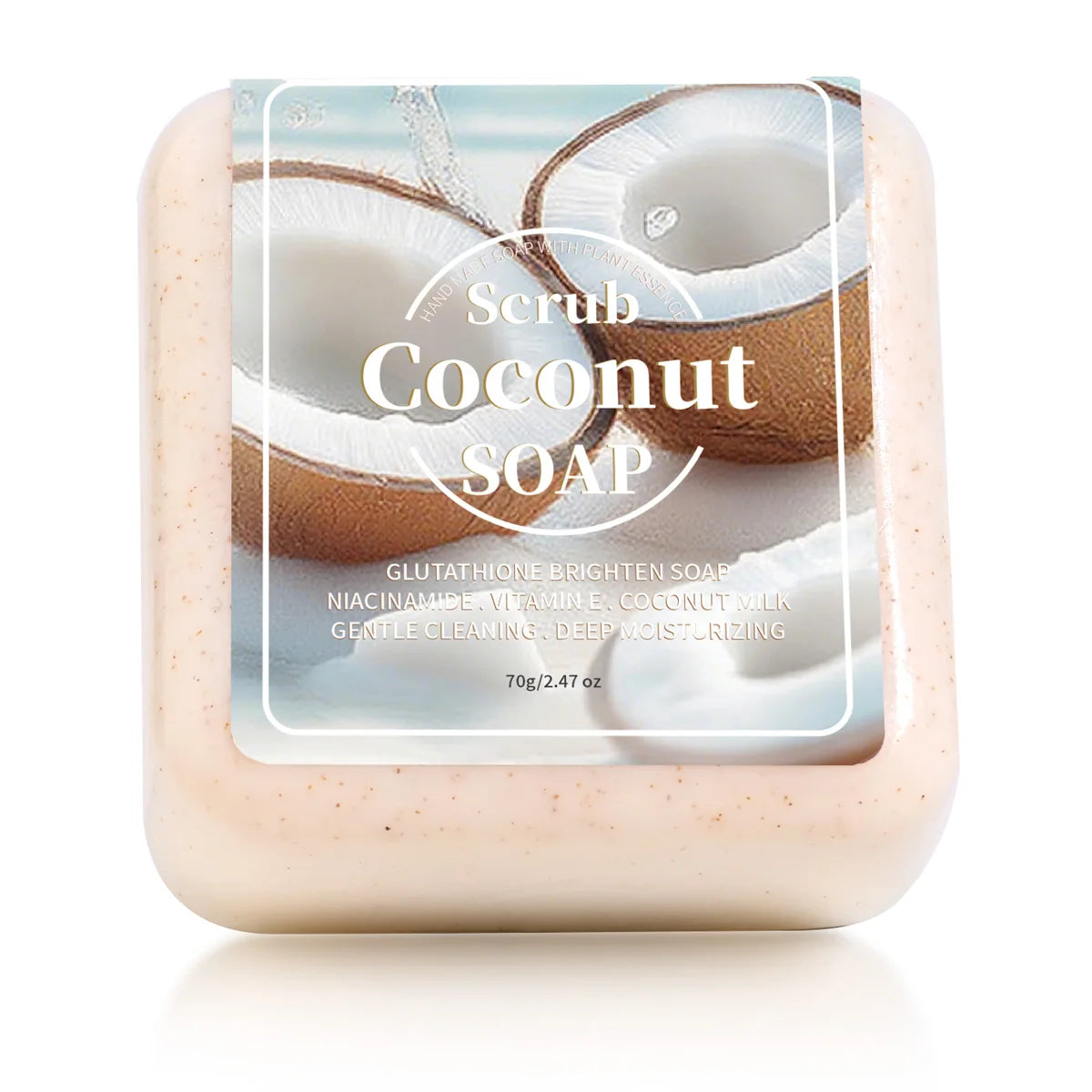 Sabonete Artesanal Glutationa Coco Esfoliante – Limpeza Profunda Hidratante Banho Óleo Essencial Plantas Portátil