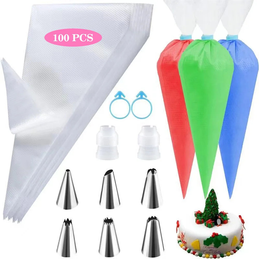 Kit Sacos de Pastelaria em Silicone – Bicos Inox Reutilizáveis para Decorar Bolos