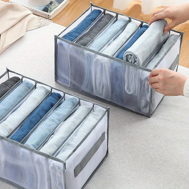 Organizador Roupeiro Dobrável 7 Compartimentos - Divisor Armário Lavável Jeans T-Shirts Roupa