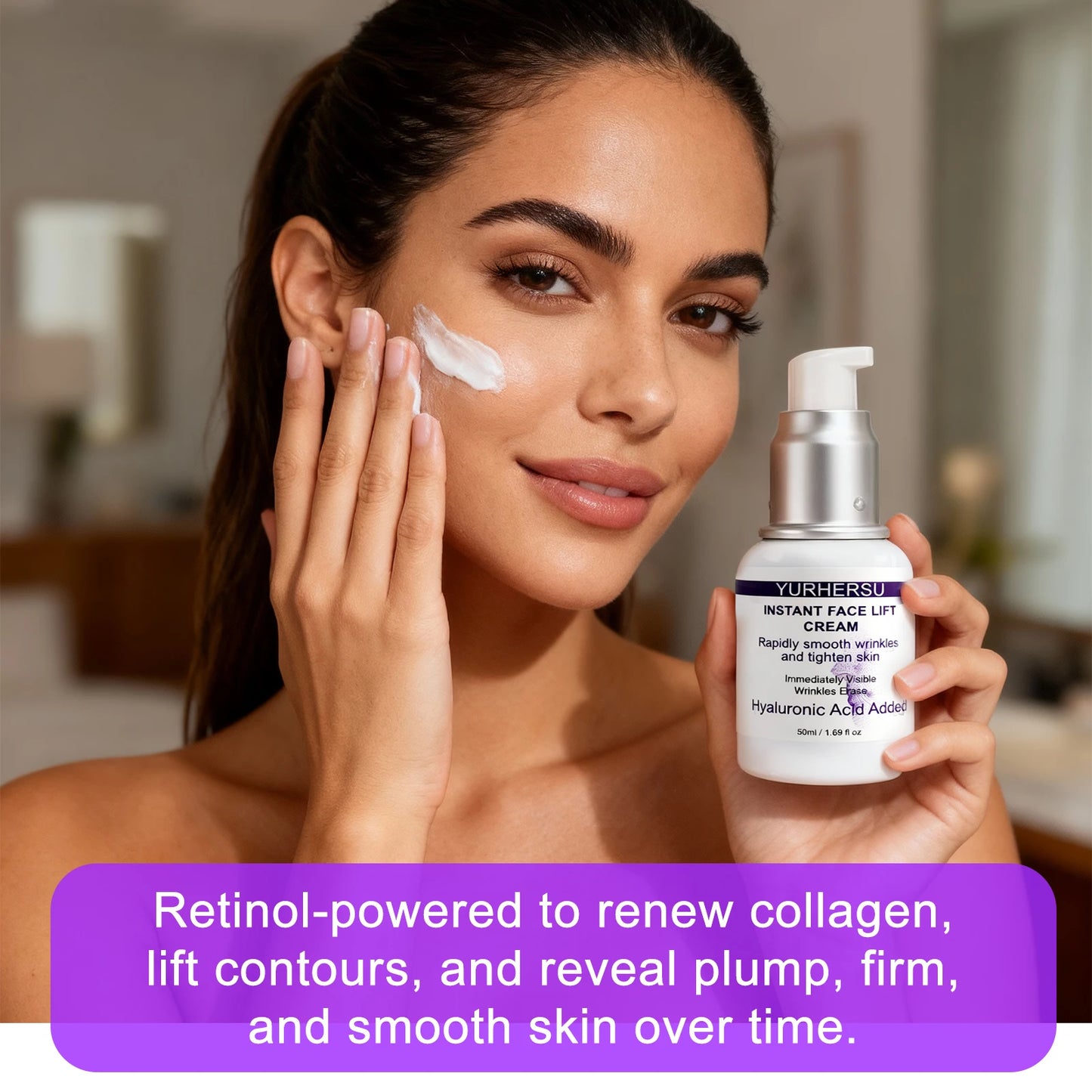 Creme Retinol Firmeza Rosto Pescoço 50ml – Anti-Flacidez Rugas Preenchimento Dia Noite Lifting