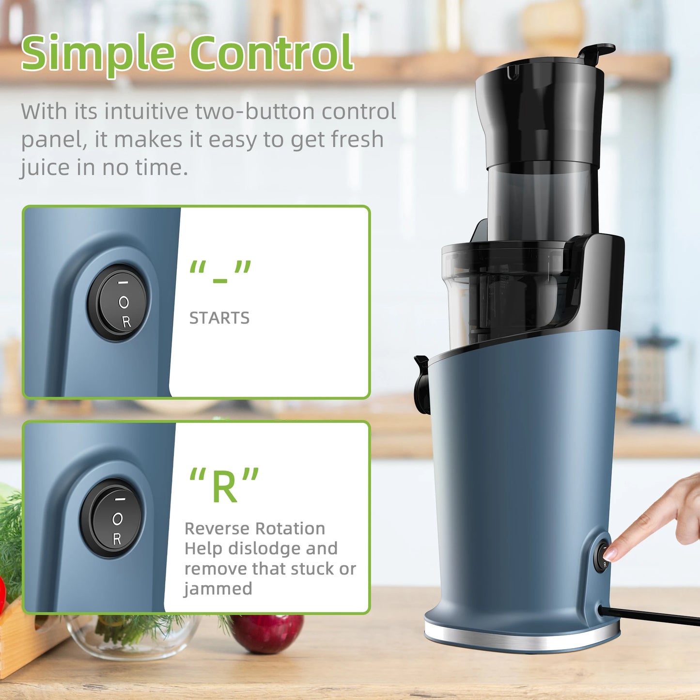 Espremedor Lento BioloMix 200W | Extrator de Sumos por Prensagem a Frio