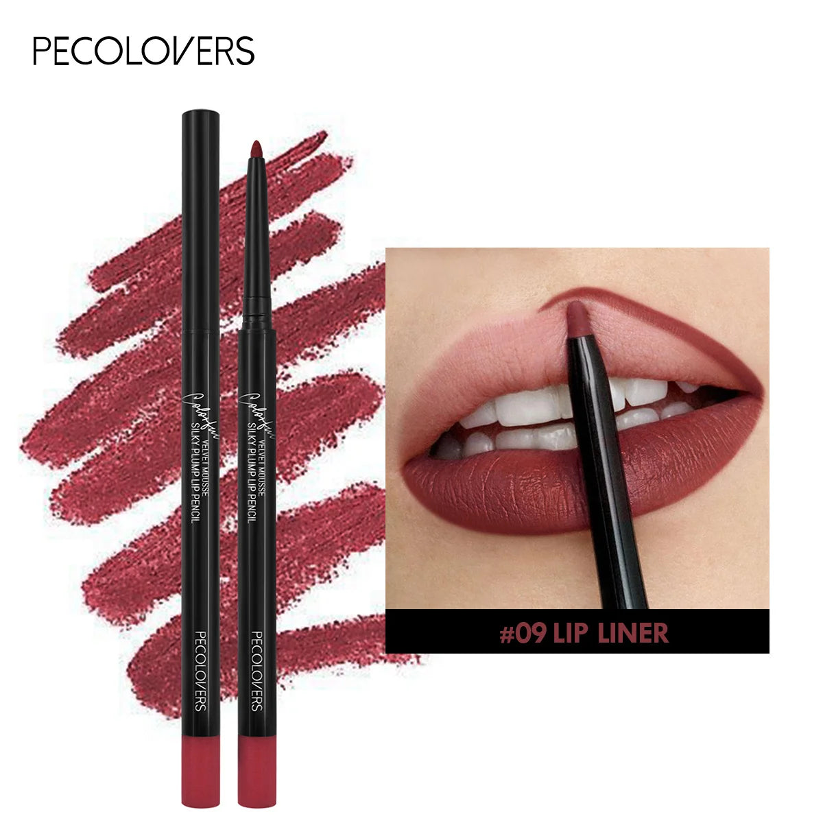 Lápis Delineador Labial Impermeável Mate 12 Cores - Contorno Vermelho Longa Duração Hidratante