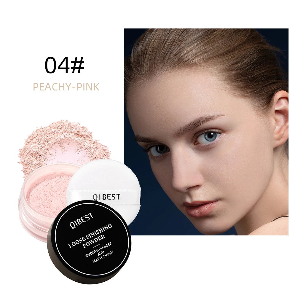 Pó Solto QIBEST 4 Cores 6g - Matte Acabamento Aveludado Controlo Oleosidade Impermeável Longa Duração