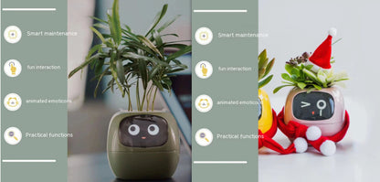 Vaso Inteligente com Expressões e Sensores – Mais de 49 Expressões, 7 Sensores Inteligentes e Chip de IA, Tornando o Cultivo de Plantas Mais Fácil e Divertido