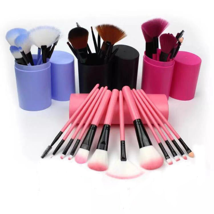 Kit com 12 Pincéis de Maquiagem – Pincéis para Blush, Sombra, Cílios e Iluminador