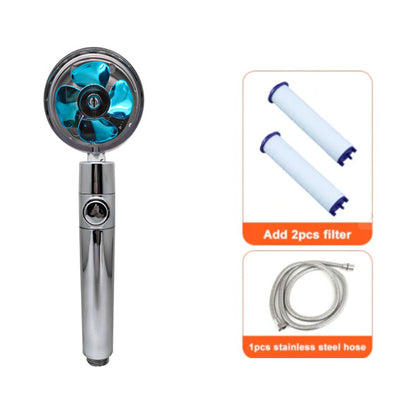 Ducha 360° Rotativo – Economia de Água, Alta Pressão, Turbo com Mini Ventoinha, ABS Premium