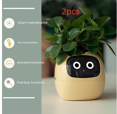 Vaso Inteligente com Expressões e Sensores – Mais de 49 Expressões, 7 Sensores Inteligentes e Chip de IA, Tornando o Cultivo de Plantas Mais Fácil e Divertido