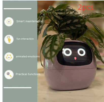 Vaso Inteligente com Expressões e Sensores – Mais de 49 Expressões, 7 Sensores Inteligentes e Chip de IA, Tornando o Cultivo de Plantas Mais Fácil e Divertido
