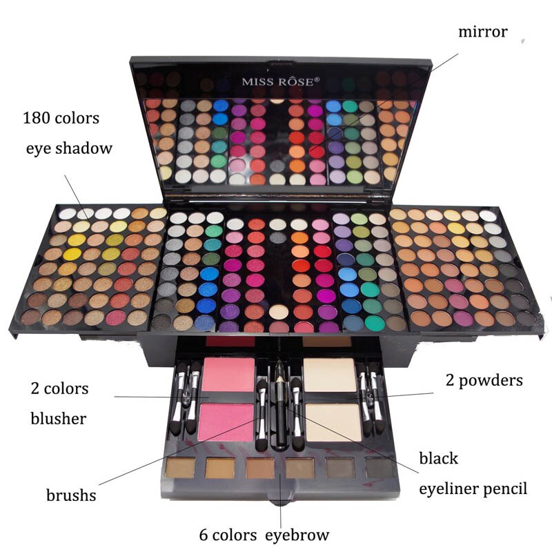 Paleta de Maquilhagem 180 Cores Formato Piano – Sombras, Blush e Pó Compacto | Set Completo Personalizado