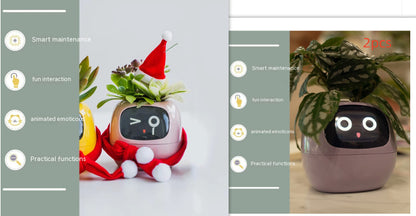 Vaso Inteligente com Expressões e Sensores – Mais de 49 Expressões, 7 Sensores Inteligentes e Chip de IA, Tornando o Cultivo de Plantas Mais Fácil e Divertido