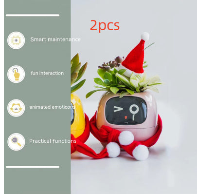 Vaso Inteligente com Expressões e Sensores – Mais de 49 Expressões, 7 Sensores Inteligentes e Chip de IA, Tornando o Cultivo de Plantas Mais Fácil e Divertido