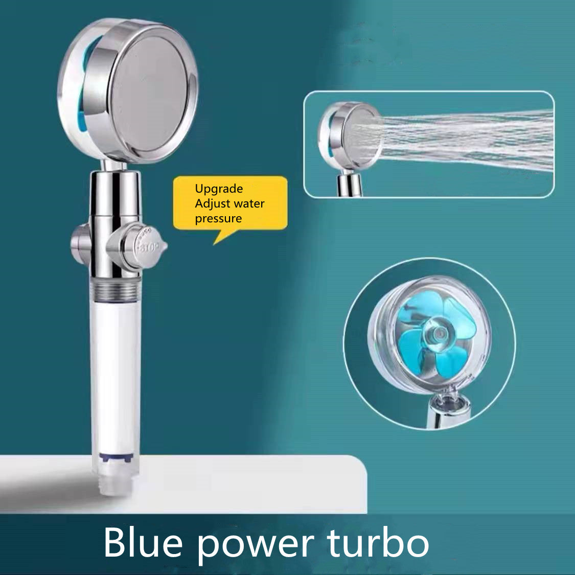 Ducha 360° Rotativo – Economia de Água, Alta Pressão, Turbo com Mini Ventoinha, ABS Premium