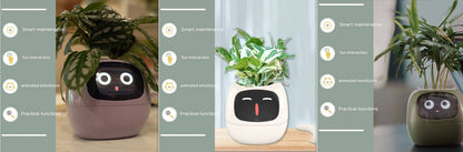 Vaso Inteligente com Expressões e Sensores – Mais de 49 Expressões, 7 Sensores Inteligentes e Chip de IA, Tornando o Cultivo de Plantas Mais Fácil e Divertido