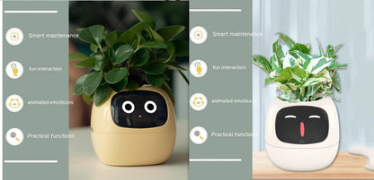 Vaso Inteligente com Expressões e Sensores – Mais de 49 Expressões, 7 Sensores Inteligentes e Chip de IA, Tornando o Cultivo de Plantas Mais Fácil e Divertido