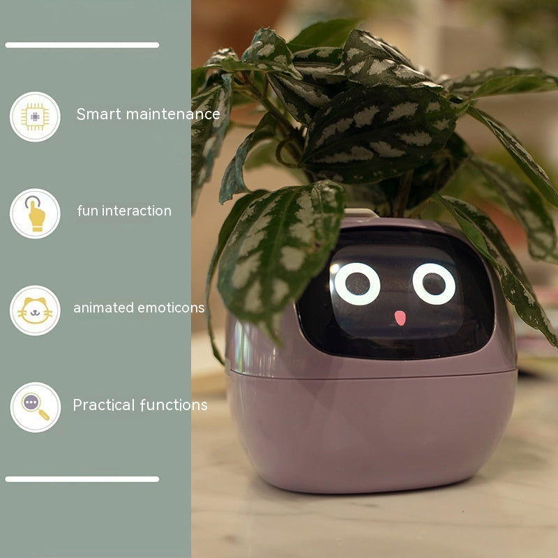 Vaso Inteligente com Expressões e Sensores – Mais de 49 Expressões, 7 Sensores Inteligentes e Chip de IA, Tornando o Cultivo de Plantas Mais Fácil e Divertido