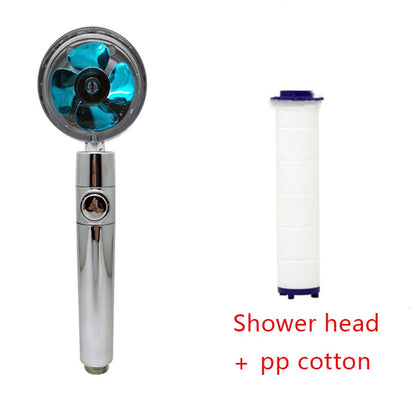 Ducha 360° Rotativo – Economia de Água, Alta Pressão, Turbo com Mini Ventoinha, ABS Premium