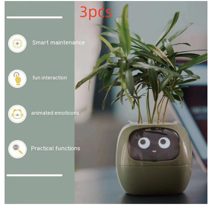 Vaso Inteligente com Expressões e Sensores – Mais de 49 Expressões, 7 Sensores Inteligentes e Chip de IA, Tornando o Cultivo de Plantas Mais Fácil e Divertido