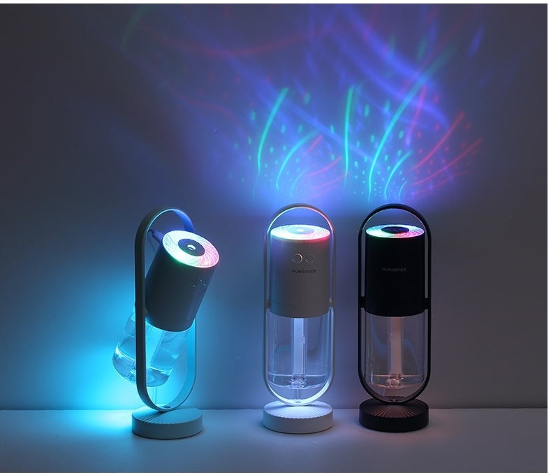 Umidificador de Ar USB com Projeção de Luz Noturna – Ultrassônico, Purificador de Ar para Casa, Carro e Escritório
