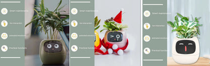 Vaso Inteligente com Expressões e Sensores – Mais de 49 Expressões, 7 Sensores Inteligentes e Chip de IA, Tornando o Cultivo de Plantas Mais Fácil e Divertido