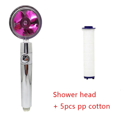 Ducha 360° Rotativo – Economia de Água, Alta Pressão, Turbo com Mini Ventoinha, ABS Premium