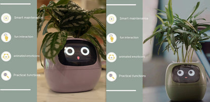 Vaso Inteligente com Expressões e Sensores – Mais de 49 Expressões, 7 Sensores Inteligentes e Chip de IA, Tornando o Cultivo de Plantas Mais Fácil e Divertido