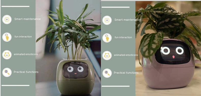 Vaso Inteligente com Expressões e Sensores – Mais de 49 Expressões, 7 Sensores Inteligentes e Chip de IA, Tornando o Cultivo de Plantas Mais Fácil e Divertido