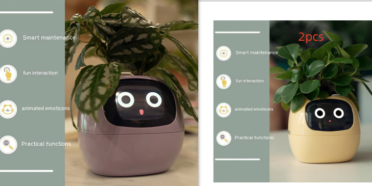 Vaso Inteligente com Expressões e Sensores – Mais de 49 Expressões, 7 Sensores Inteligentes e Chip de IA, Tornando o Cultivo de Plantas Mais Fácil e Divertido