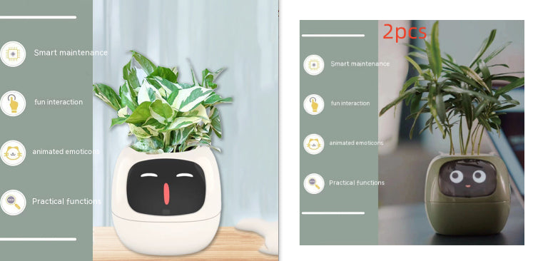 Vaso Inteligente com Expressões e Sensores – Mais de 49 Expressões, 7 Sensores Inteligentes e Chip de IA, Tornando o Cultivo de Plantas Mais Fácil e Divertido