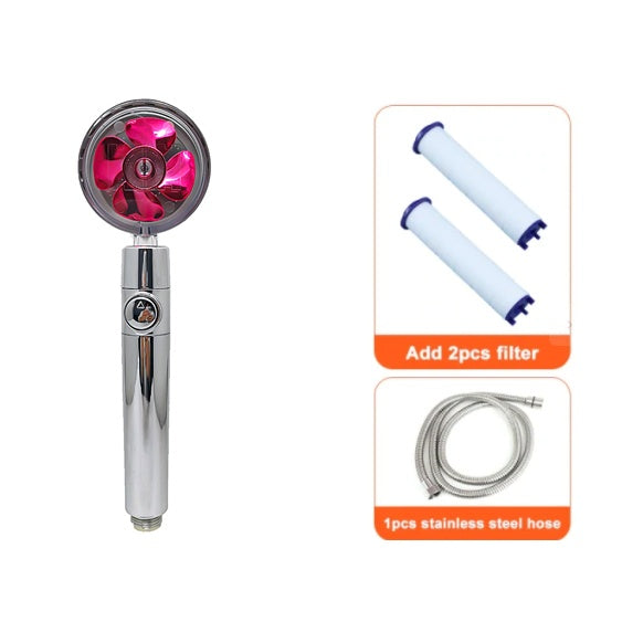 Ducha 360° Rotativo – Economia de Água, Alta Pressão, Turbo com Mini Ventoinha, ABS Premium