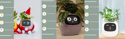 Vaso Inteligente com Expressões e Sensores – Mais de 49 Expressões, 7 Sensores Inteligentes e Chip de IA, Tornando o Cultivo de Plantas Mais Fácil e Divertido