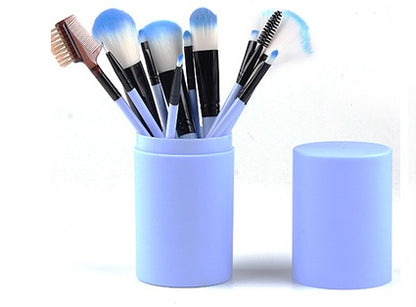 Kit com 12 Pincéis de Maquiagem – Pincéis para Blush, Sombra, Cílios e Iluminador