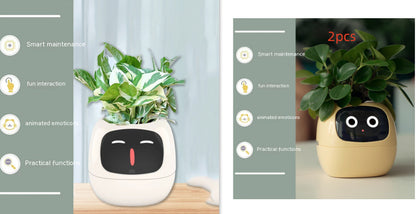 Vaso Inteligente com Expressões e Sensores – Mais de 49 Expressões, 7 Sensores Inteligentes e Chip de IA, Tornando o Cultivo de Plantas Mais Fácil e Divertido