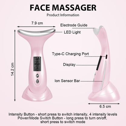 Massajador Facial Elétrico, 6 Modos Medidor de Beleza Facial