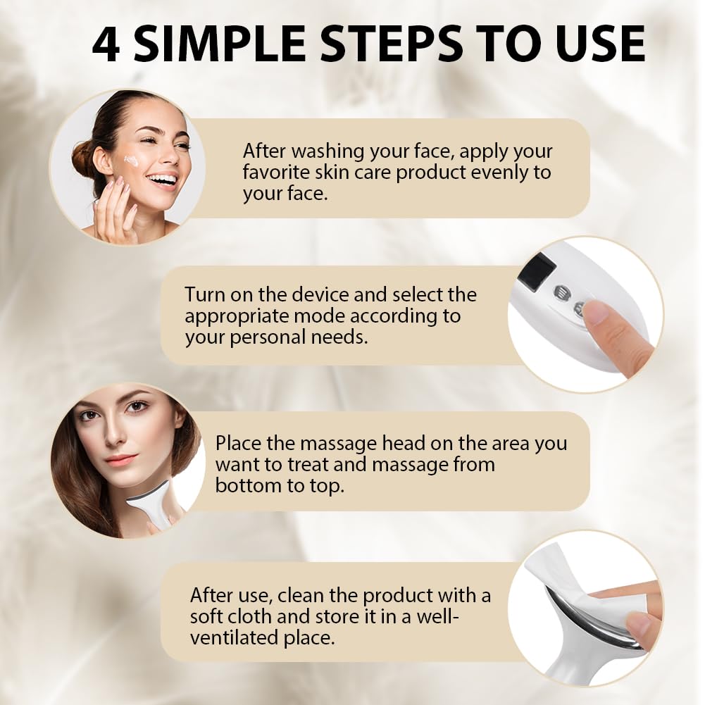 Massajador Facial Elétrico, 6 Modos Medidor de Beleza Facial