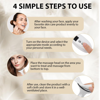 Massajador Facial Elétrico, 6 Modos Medidor de Beleza Facial