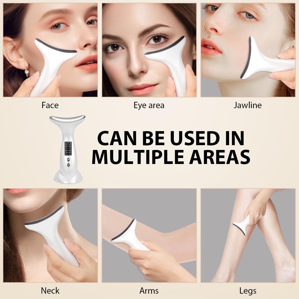 Massajador Facial Elétrico, 6 Modos Medidor de Beleza Facial