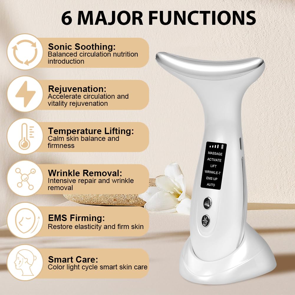 Massajador Facial Elétrico, 6 Modos Medidor de Beleza Facial
