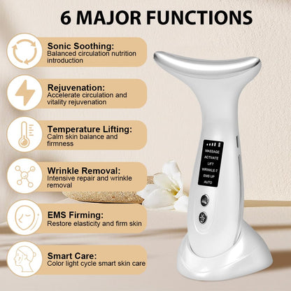 Massajador Facial Elétrico, 6 Modos Medidor de Beleza Facial