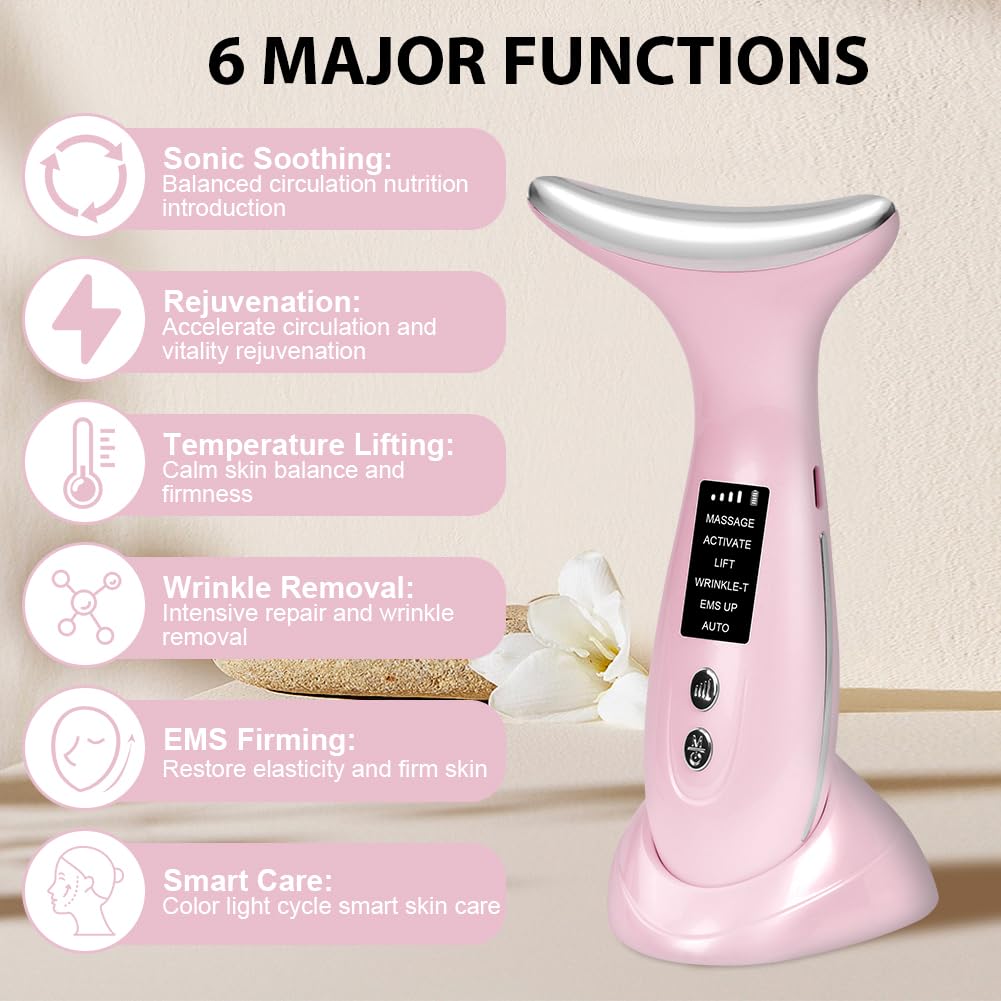 Massajador Facial Elétrico, 6 Modos Medidor de Beleza Facial