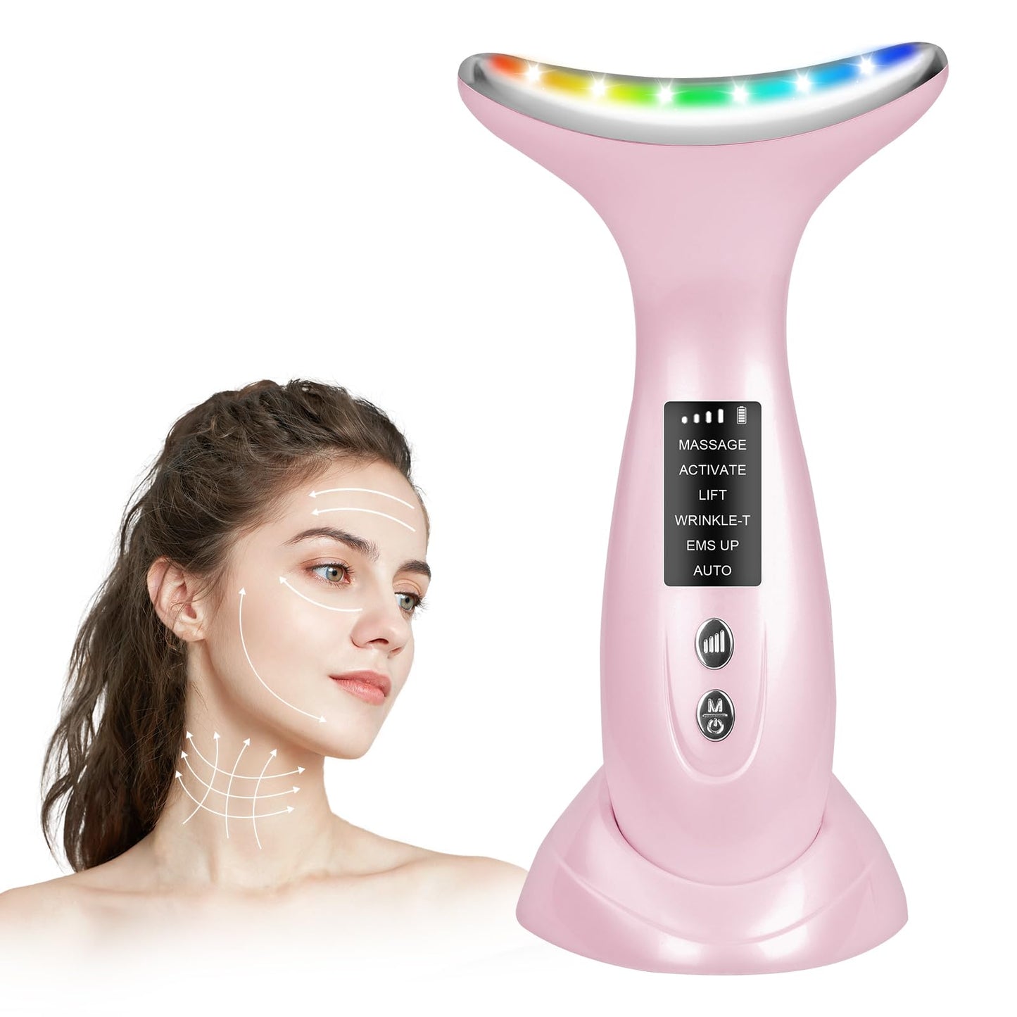 Massajador Facial Elétrico, 6 Modos Medidor de Beleza Facial
