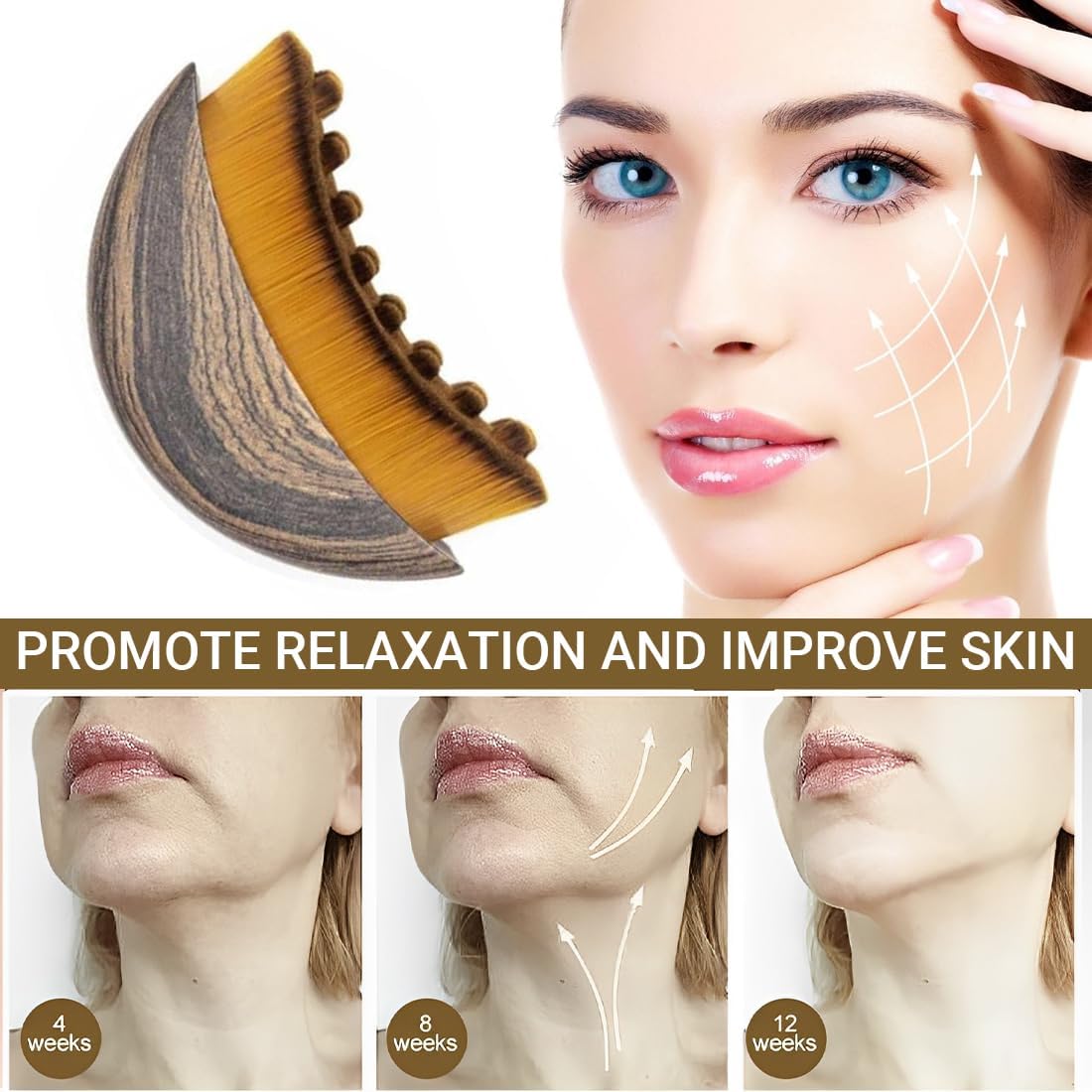 GXGM Escova facial de contorno linfático, massajador para mandíbula e queixo, ferramenta para esculpir o rosto