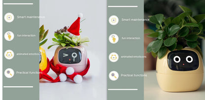 Vaso Inteligente com Expressões e Sensores – Mais de 49 Expressões, 7 Sensores Inteligentes e Chip de IA, Tornando o Cultivo de Plantas Mais Fácil e Divertido