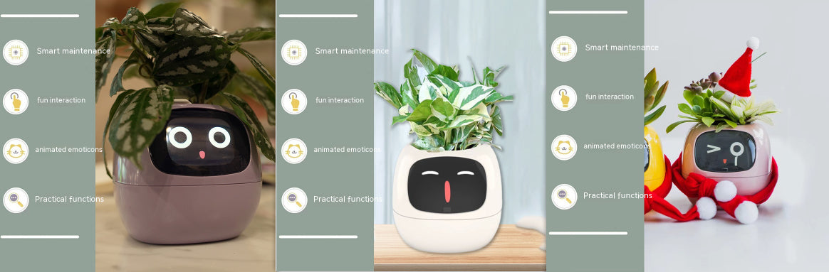 Vaso Inteligente com Expressões e Sensores – Mais de 49 Expressões, 7 Sensores Inteligentes e Chip de IA, Tornando o Cultivo de Plantas Mais Fácil e Divertido
