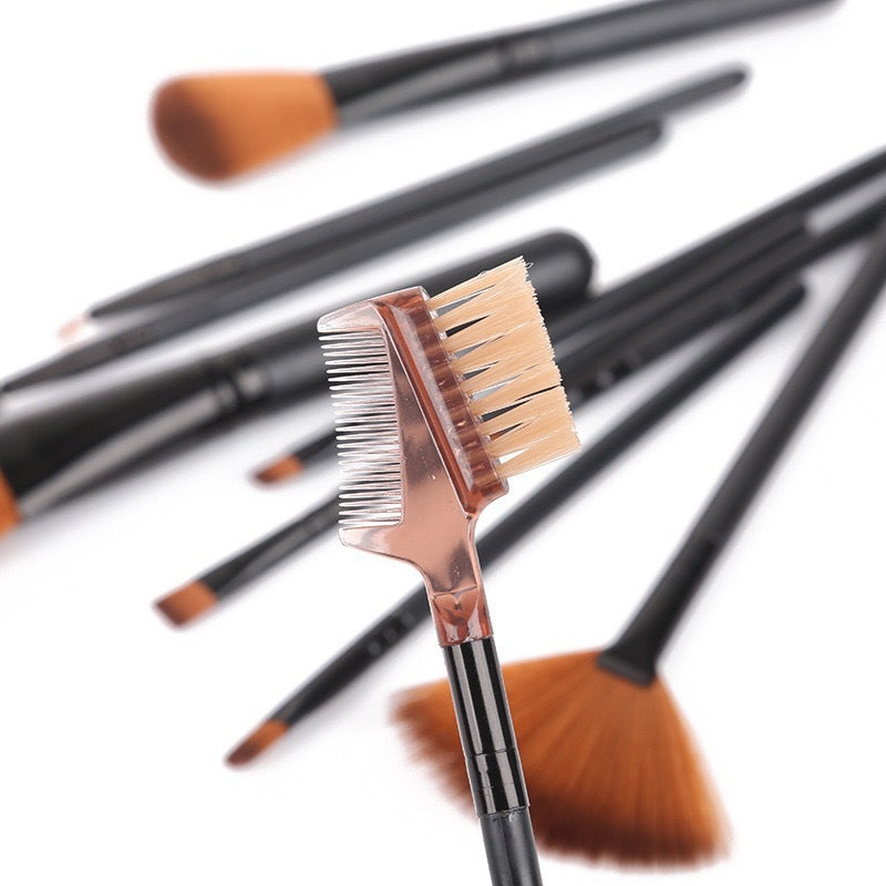 Kit com 12 Pincéis de Maquiagem – Pincéis para Blush, Sombra, Cílios e Iluminador