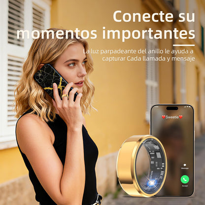 Anel de Saúde Inteligente para Mulheres e Homens, Monitor de Atividade Física com Frequência Cardíaca, Oxigénio no Sangue, Monitor de Sono, Contador de Passos, Impermeável (Prateado, 8)