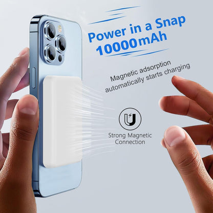 Power Bank Sem Fios Magnético, Bateria Externa 10000mAh, Carregador Sem Fios 20W USB-C Carregamento Rápido, Bateria Portátil Powerbank (Branco)