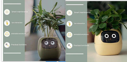 Vaso Inteligente com Expressões e Sensores – Mais de 49 Expressões, 7 Sensores Inteligentes e Chip de IA, Tornando o Cultivo de Plantas Mais Fácil e Divertido